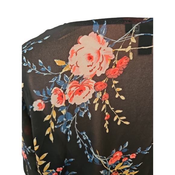 Torrid  Black Floral Chiffon Kimono Size 1X/2X - Picture 4 of 6